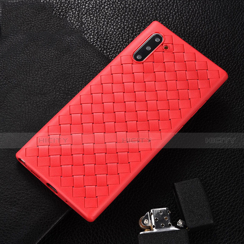 Funda Silicona Goma de Cuero Carcasa H01 para Samsung Galaxy Note 10 5G Rojo