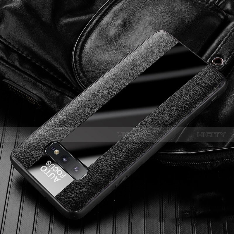 Funda Silicona Goma de Cuero Carcasa H01 para Samsung Galaxy S10e Negro