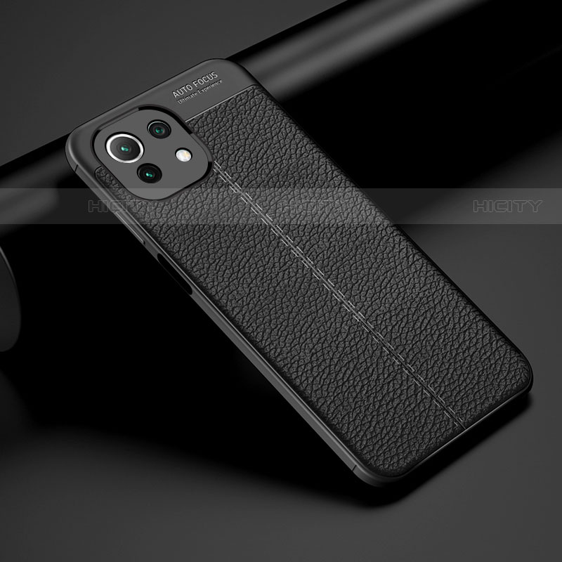 Funda Silicona Goma de Cuero Carcasa H01 para Xiaomi Mi 11 5G Negro
