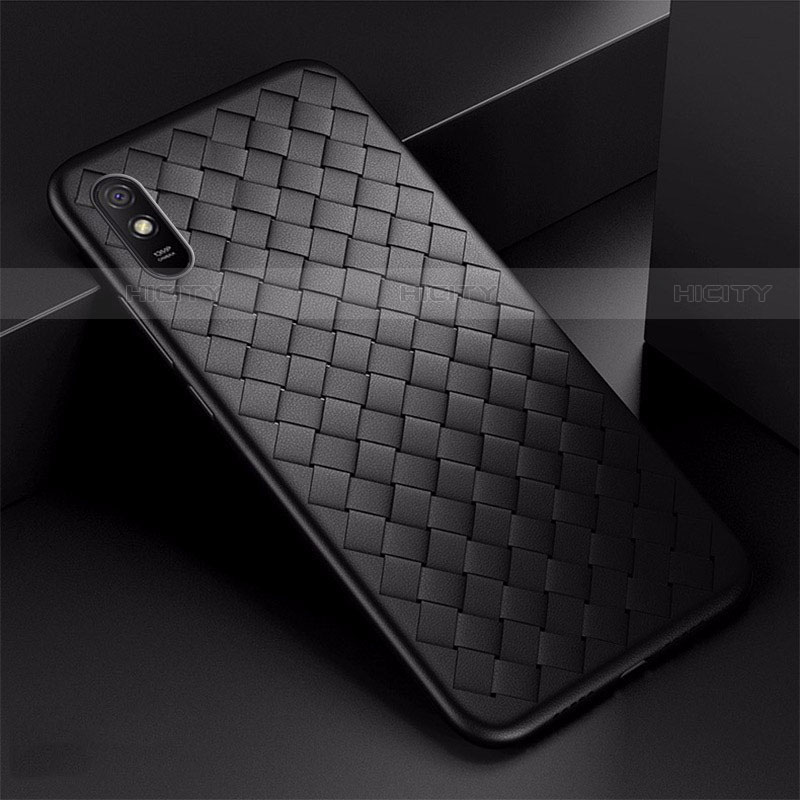 Funda Silicona Goma de Cuero Carcasa H01 para Xiaomi Redmi 9A Negro