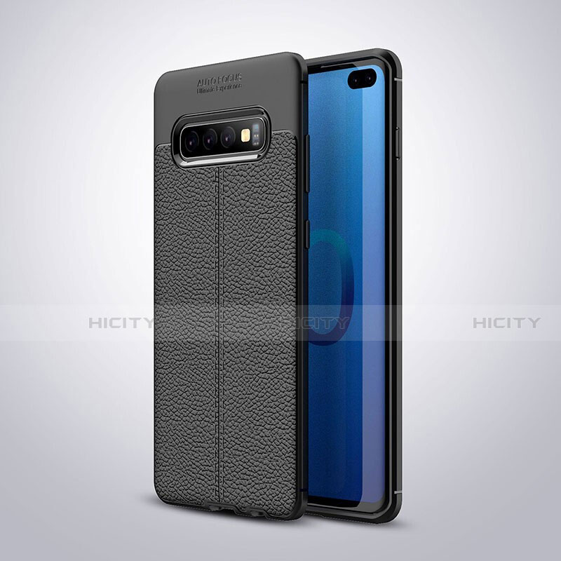 Funda Silicona Goma de Cuero Carcasa H02 para Samsung Galaxy S10 Plus Negro