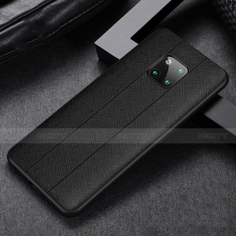 Funda Silicona Goma de Cuero Carcasa H03 para Huawei Mate 20 Pro Negro