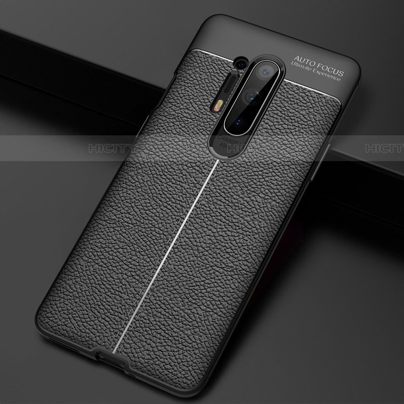 Funda Silicona Goma de Cuero Carcasa H03 para OnePlus 8 Pro Negro