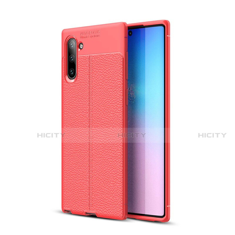 Funda Silicona Goma de Cuero Carcasa H03 para Samsung Galaxy Note 10 5G Rojo