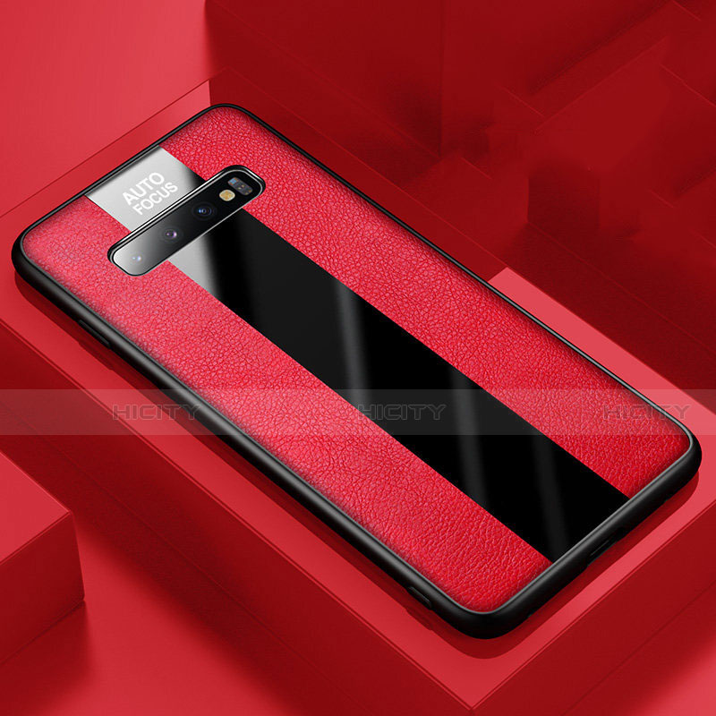 Funda Silicona Goma de Cuero Carcasa H03 para Samsung Galaxy S10 Rojo
