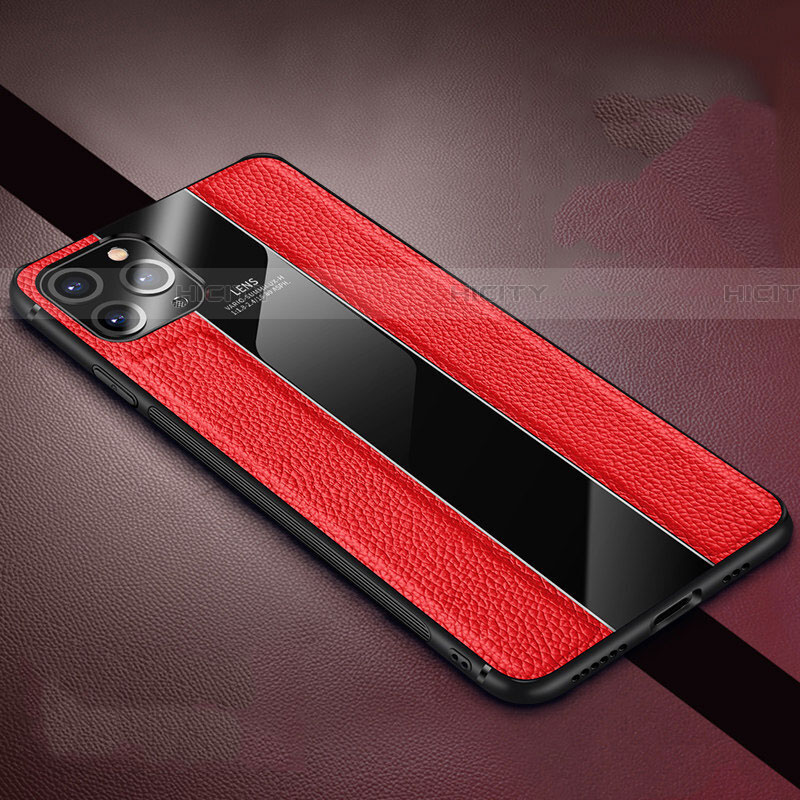 Funda Silicona Goma de Cuero Carcasa H04 para Apple iPhone 11 Pro Max Rojo