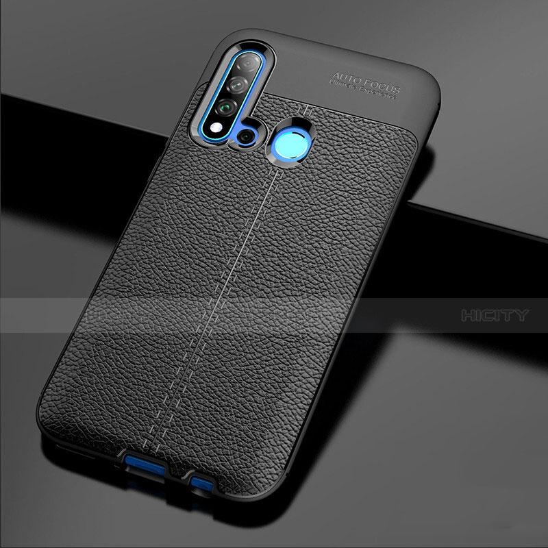 Funda Silicona Goma de Cuero Carcasa H04 para Huawei Nova 5i Negro