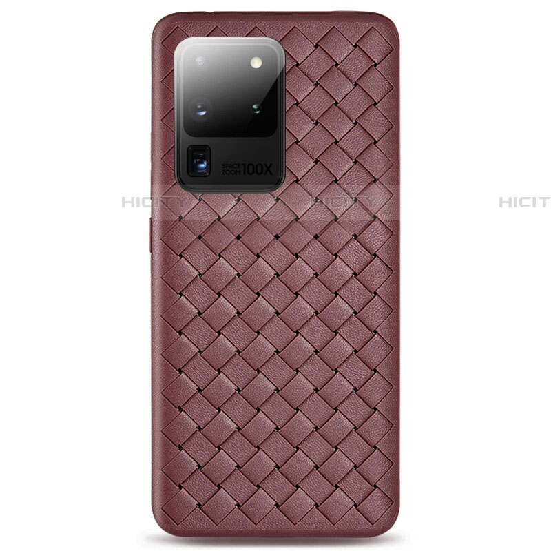 Funda Silicona Goma de Cuero Carcasa H05 para Samsung Galaxy S20 Ultra 5G Marron