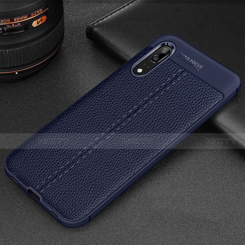 Funda Silicona Goma de Cuero Carcasa H06 para Huawei P20 Azul