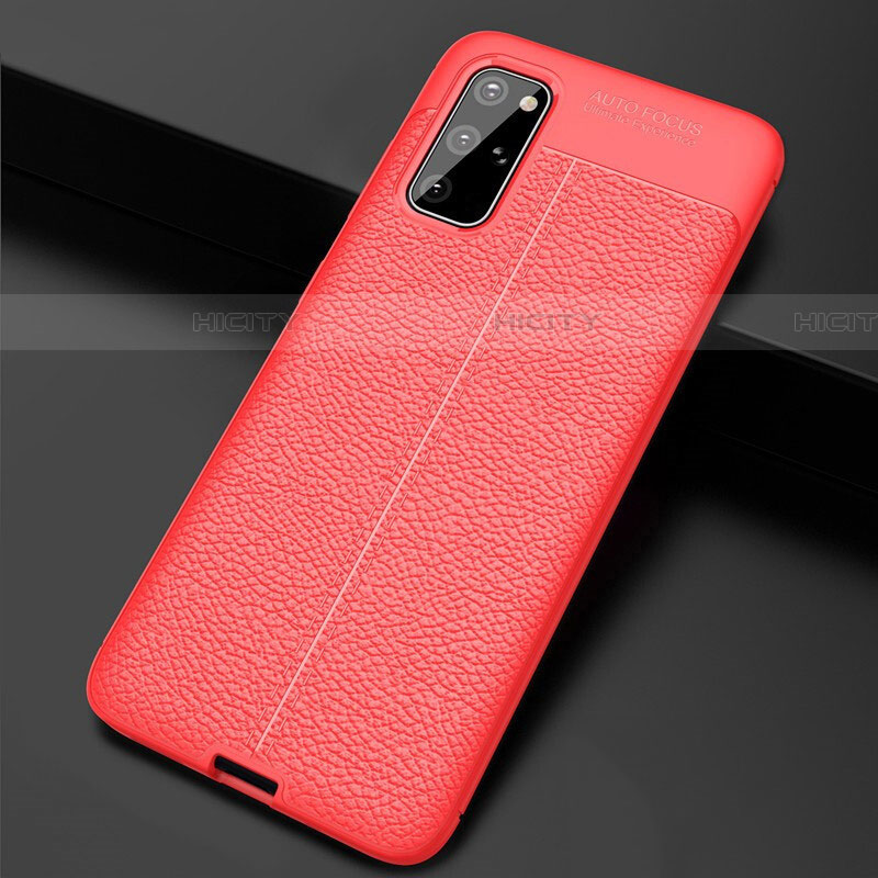 Funda Silicona Goma de Cuero Carcasa H06 para Samsung Galaxy S20 Plus 5G Rojo