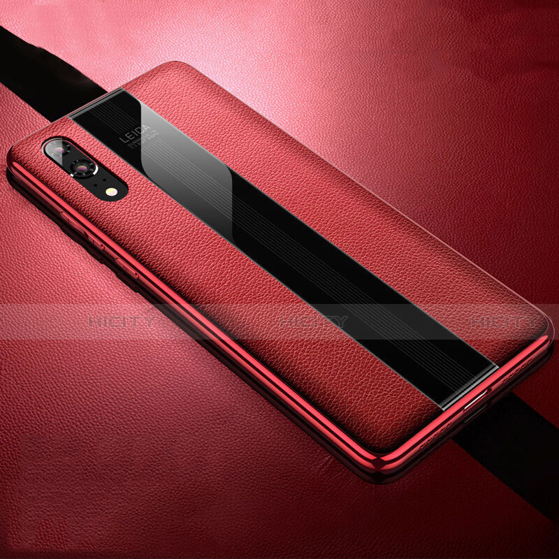 Funda Silicona Goma de Cuero Carcasa H07 para Huawei P20 Rojo