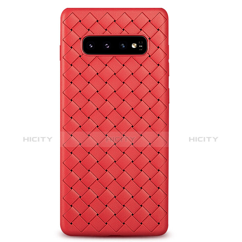 Funda Silicona Goma de Cuero Carcasa L02 para Samsung Galaxy S10 Rojo