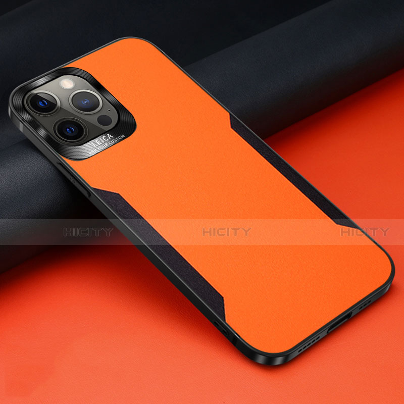 Funda Silicona Goma de Cuero Carcasa N01 para Apple iPhone 12 Pro Max Naranja