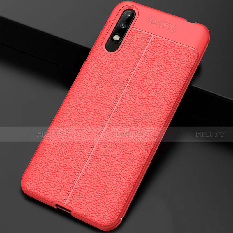 Funda Silicona Goma de Cuero Carcasa para Huawei Enjoy 10 Rojo
