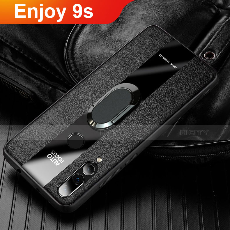 Funda Silicona Goma de Cuero Carcasa para Huawei Enjoy 9s Negro