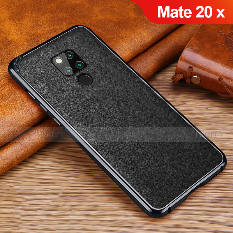 Funda Silicona Goma de Cuero Carcasa para Huawei Mate 20 X 5G Negro