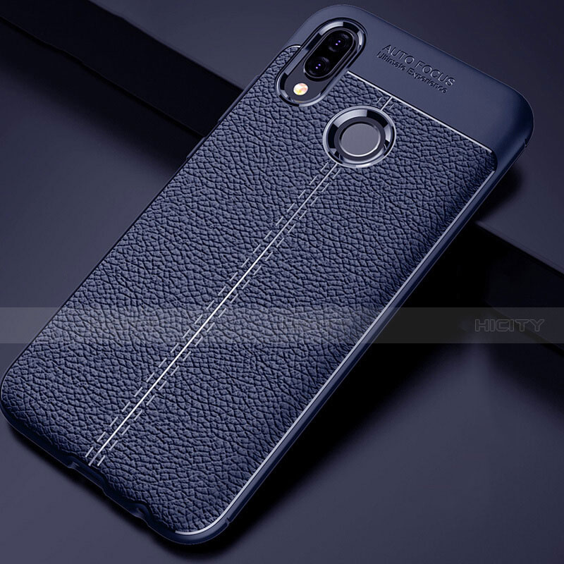 Funda Silicona Goma de Cuero Carcasa para Huawei P Smart+ Plus Azul