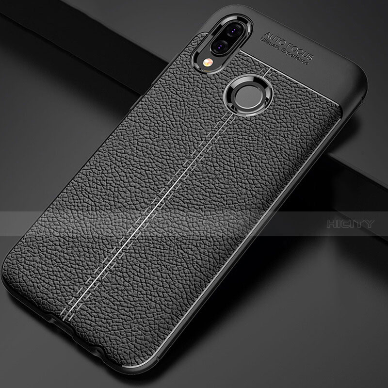 Funda Silicona Goma de Cuero Carcasa para Huawei P Smart+ Plus Negro