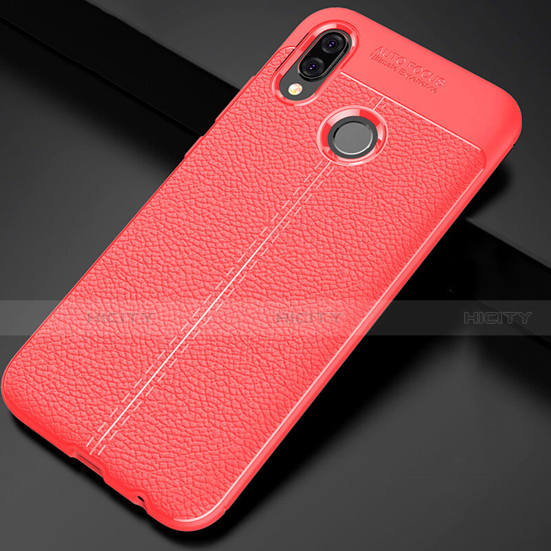 Funda Silicona Goma de Cuero Carcasa para Huawei P Smart+ Plus Rojo