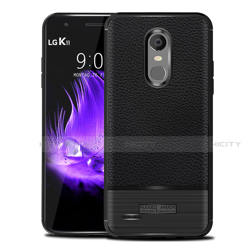 Funda Silicona Goma de Cuero Carcasa para LG K11 Negro