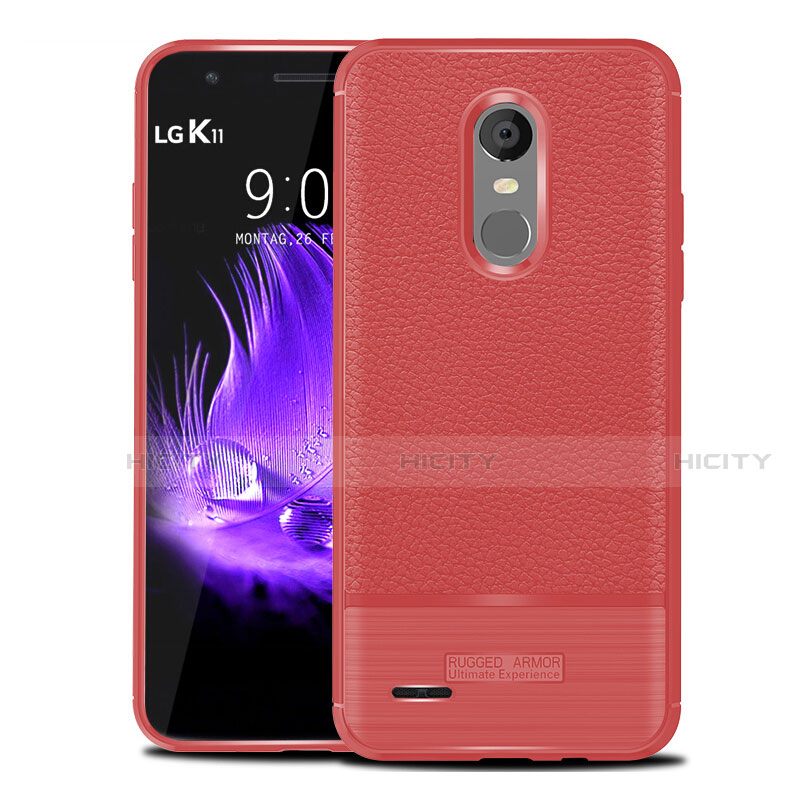 Funda Silicona Goma de Cuero Carcasa para LG K11 Rojo