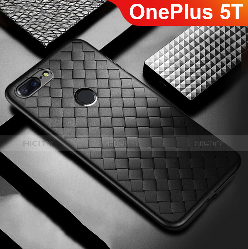 Funda Silicona Goma de Cuero Carcasa para OnePlus 5T A5010 Negro