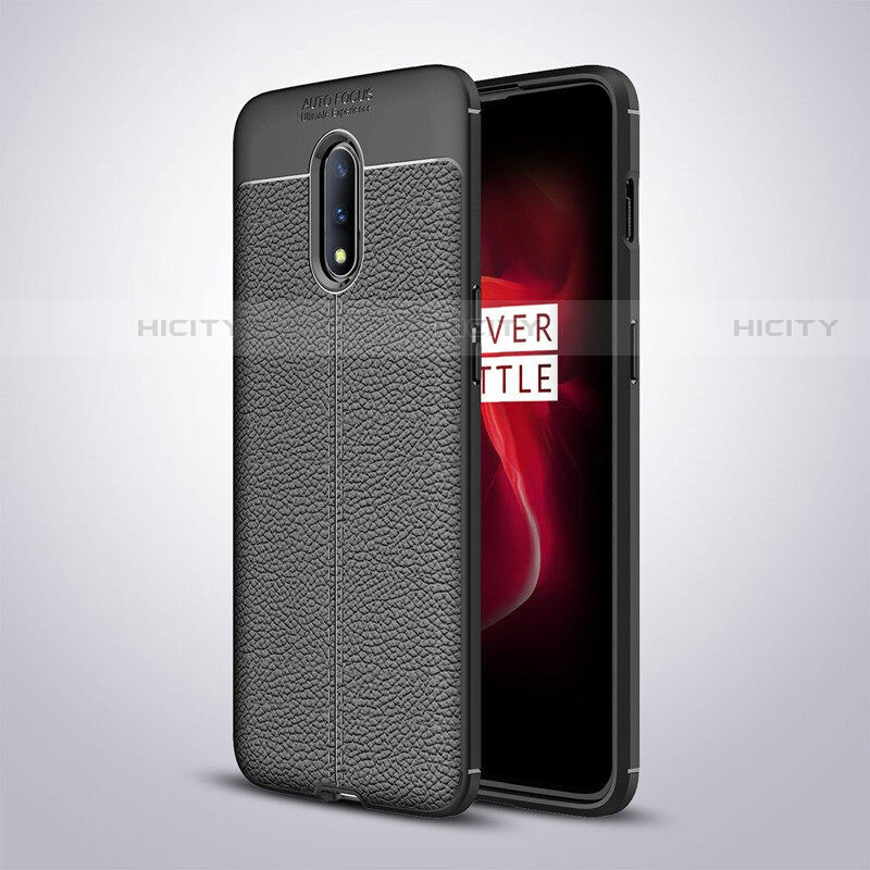 Funda Silicona Goma de Cuero Carcasa para OnePlus 7 Negro