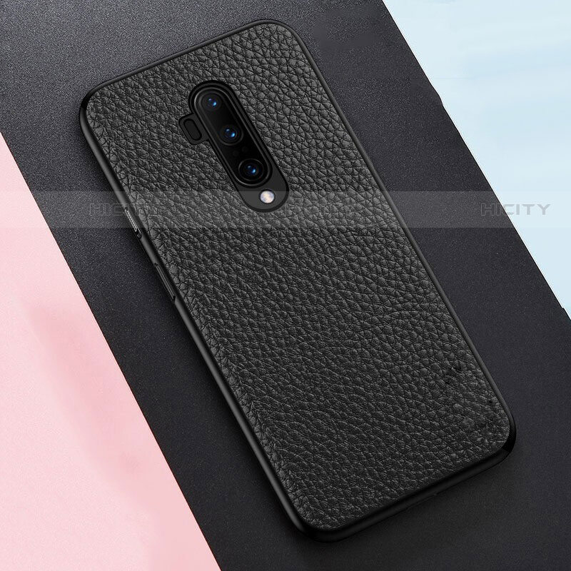 Funda Silicona Goma de Cuero Carcasa para OnePlus 7T Pro Negro