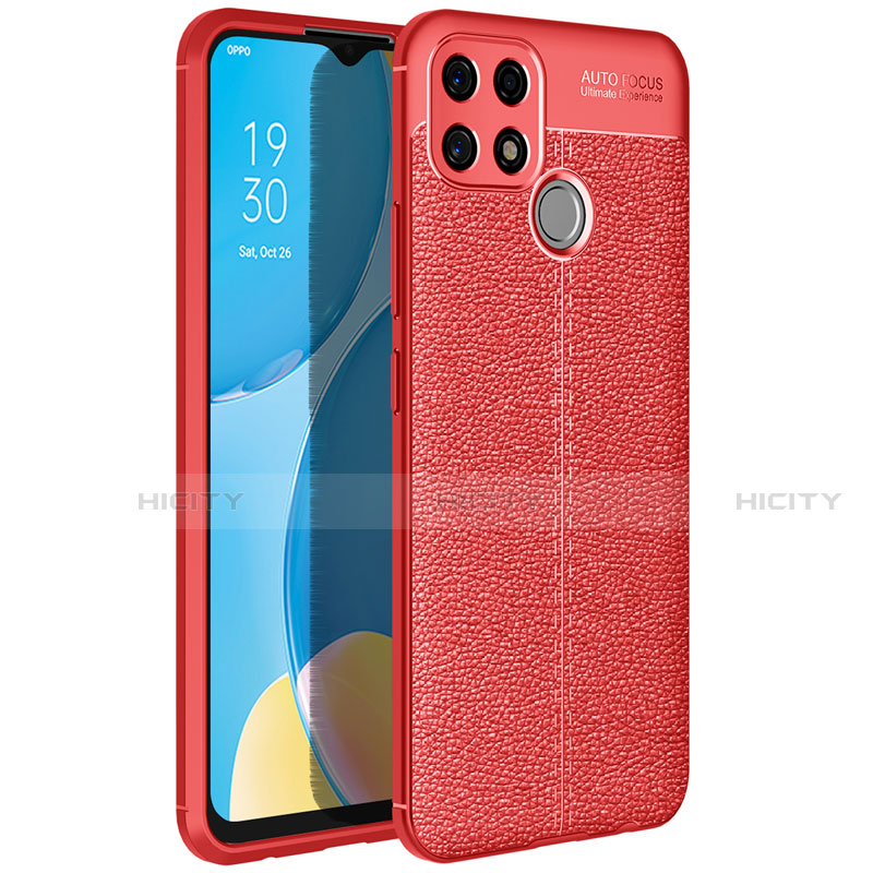 Funda Silicona Goma de Cuero Carcasa para Oppo A15 Rojo