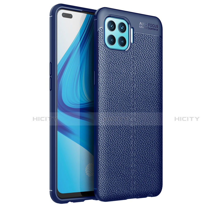 Funda Silicona Goma de Cuero Carcasa para Oppo F17 Pro Azul