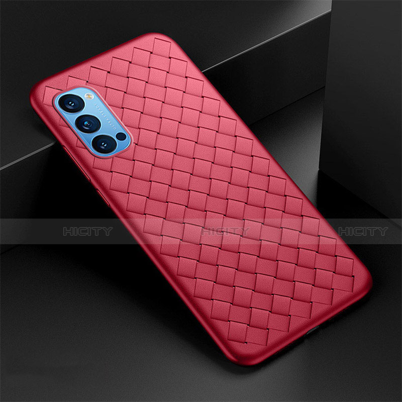 Funda Silicona Goma de Cuero Carcasa para Oppo Reno4 5G Rojo