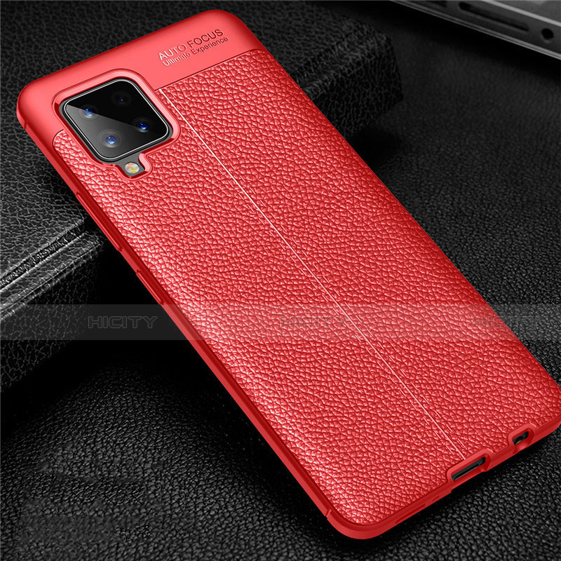 Funda Silicona Goma de Cuero Carcasa para Samsung Galaxy A42 5G Rojo