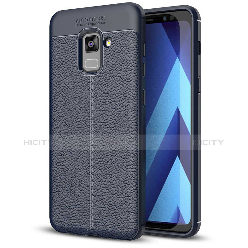 Funda Silicona Goma de Cuero Carcasa para Samsung Galaxy A5 (2018) A530F Azul