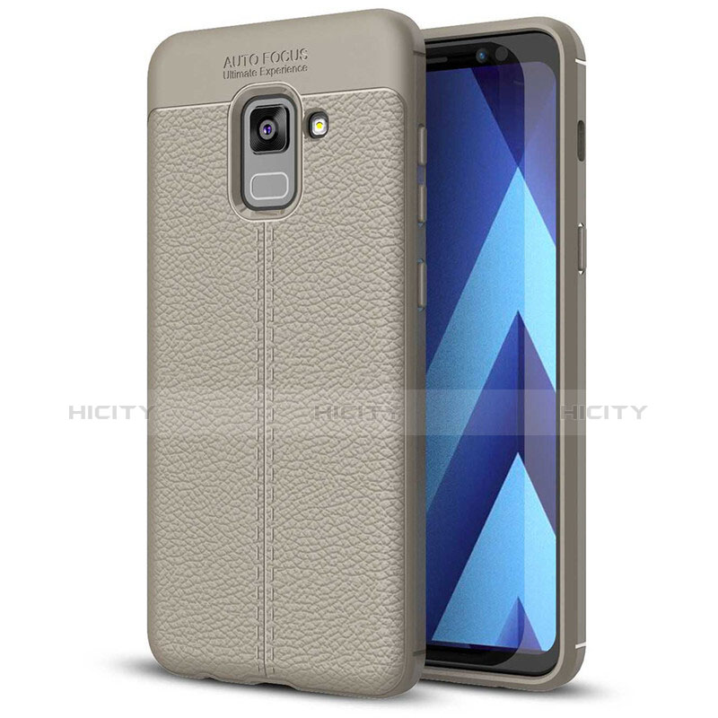 Funda Silicona Goma de Cuero Carcasa para Samsung Galaxy A5 (2018) A530F Gris