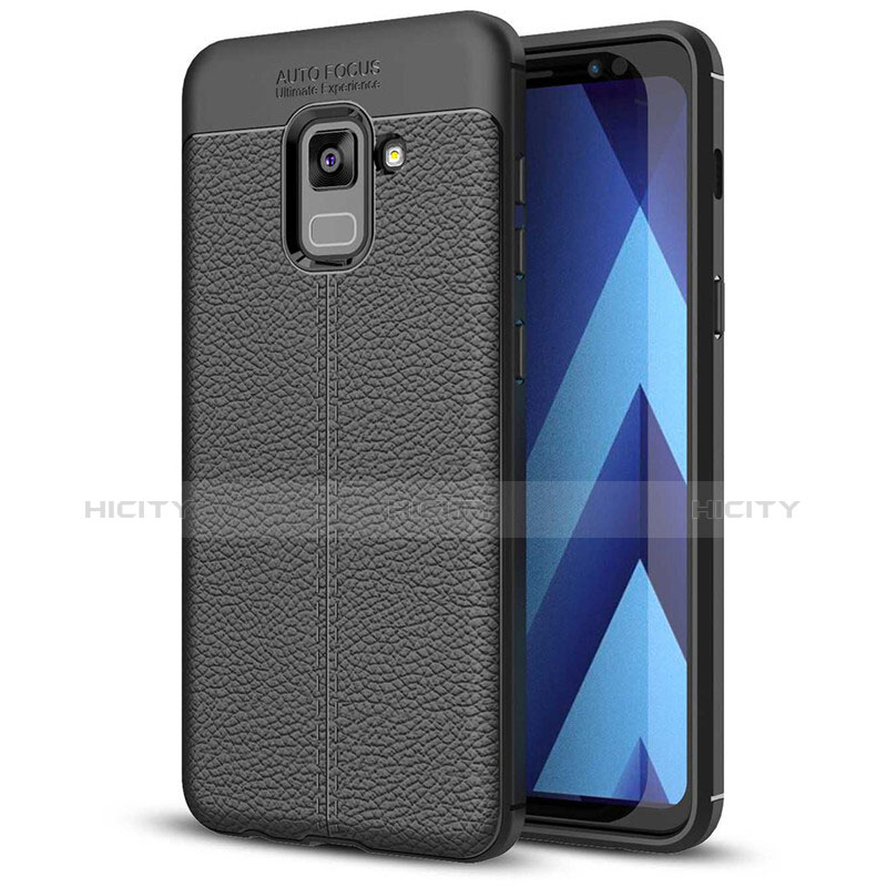 Funda Silicona Goma de Cuero Carcasa para Samsung Galaxy A5 (2018) A530F Negro