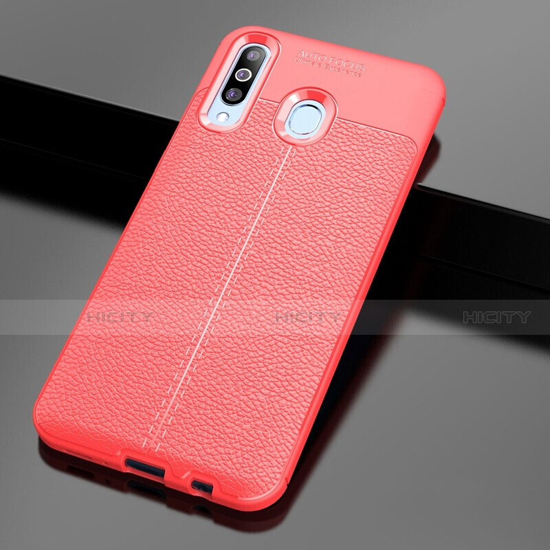 Funda Silicona Goma de Cuero Carcasa para Samsung Galaxy A60 Rojo
