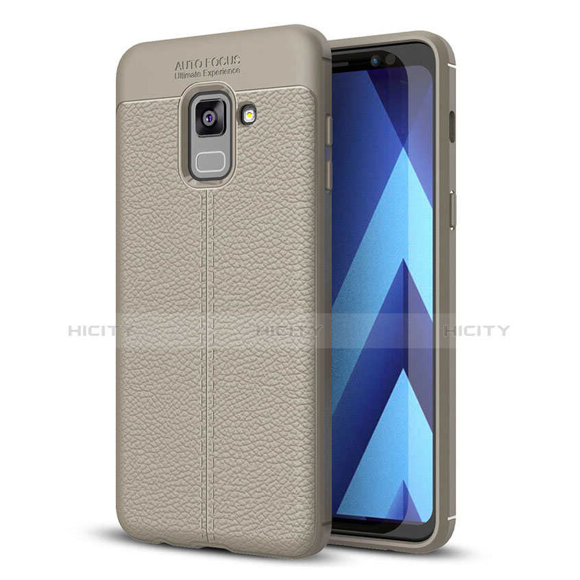 Funda Silicona Goma de Cuero Carcasa para Samsung Galaxy A8+ A8 Plus (2018) A730F Gris