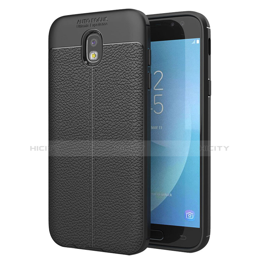 Funda Silicona Goma de Cuero Carcasa para Samsung Galaxy J5 (2017) Duos J530F Negro