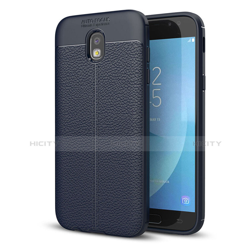 Funda Silicona Goma de Cuero Carcasa para Samsung Galaxy J5 (2017) SM-J750F Azul