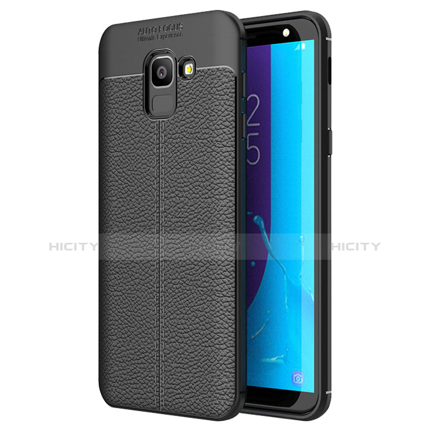 Funda Silicona Goma de Cuero Carcasa para Samsung Galaxy J6 (2018) J600F Negro