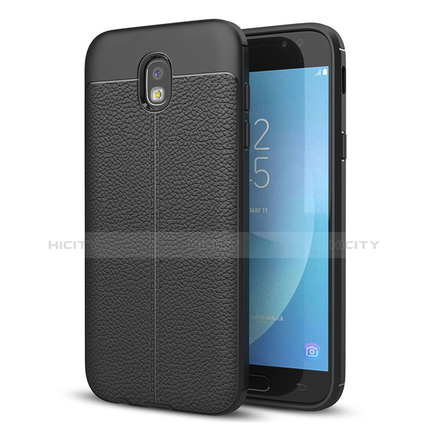 Funda Silicona Goma de Cuero Carcasa para Samsung Galaxy J7 (2017) Duos J730F Negro