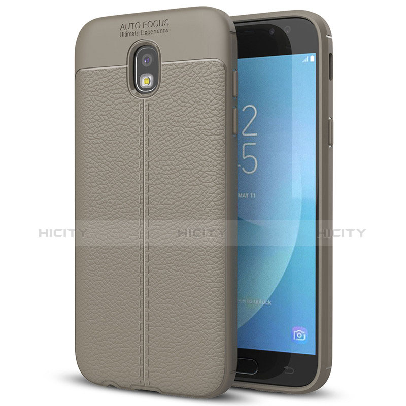 Funda Silicona Goma de Cuero Carcasa para Samsung Galaxy J7 (2017) SM-J730F Gris