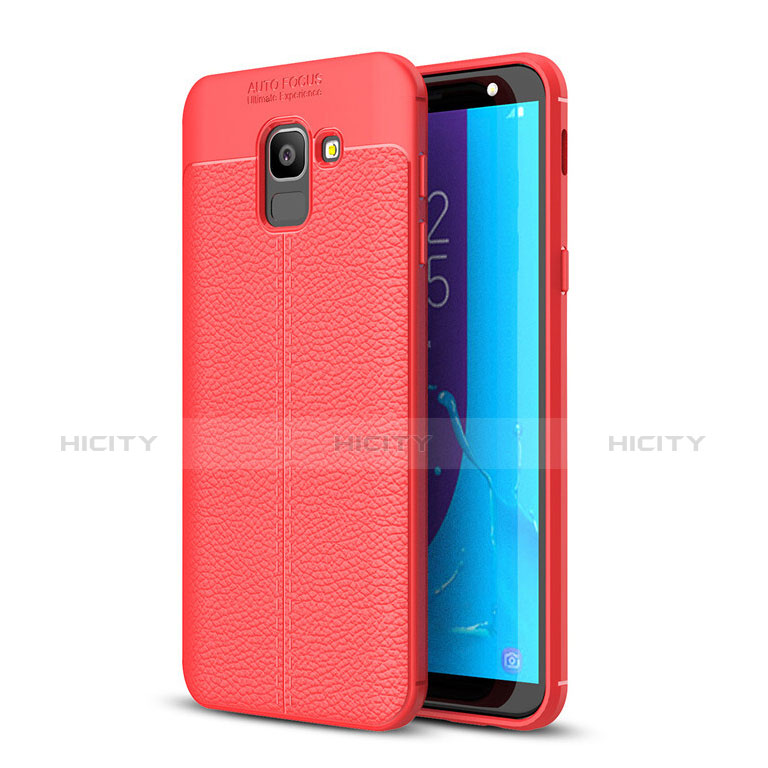 Funda Silicona Goma de Cuero Carcasa para Samsung Galaxy On6 (2018) J600F J600G Rojo