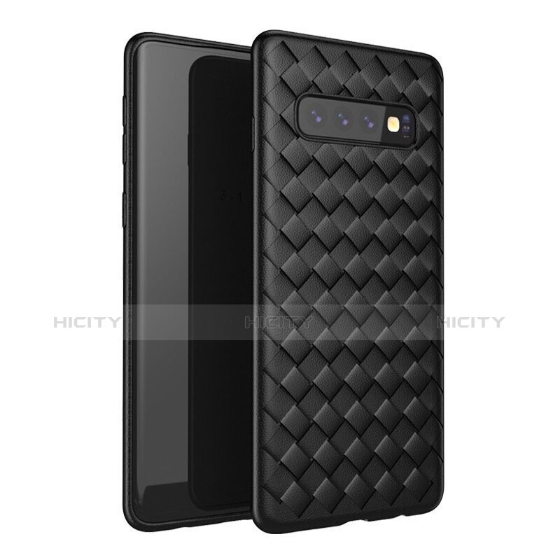 Funda Silicona Goma de Cuero Carcasa para Samsung Galaxy S10 Plus Negro