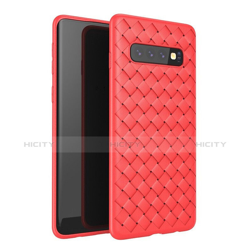 Funda Silicona Goma de Cuero Carcasa para Samsung Galaxy S10 Rojo