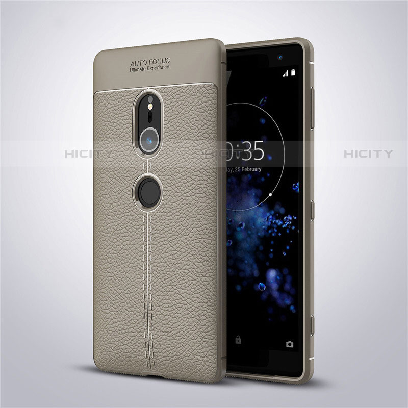 Funda Silicona Goma de Cuero Carcasa para Sony Xperia XZ2 Gris