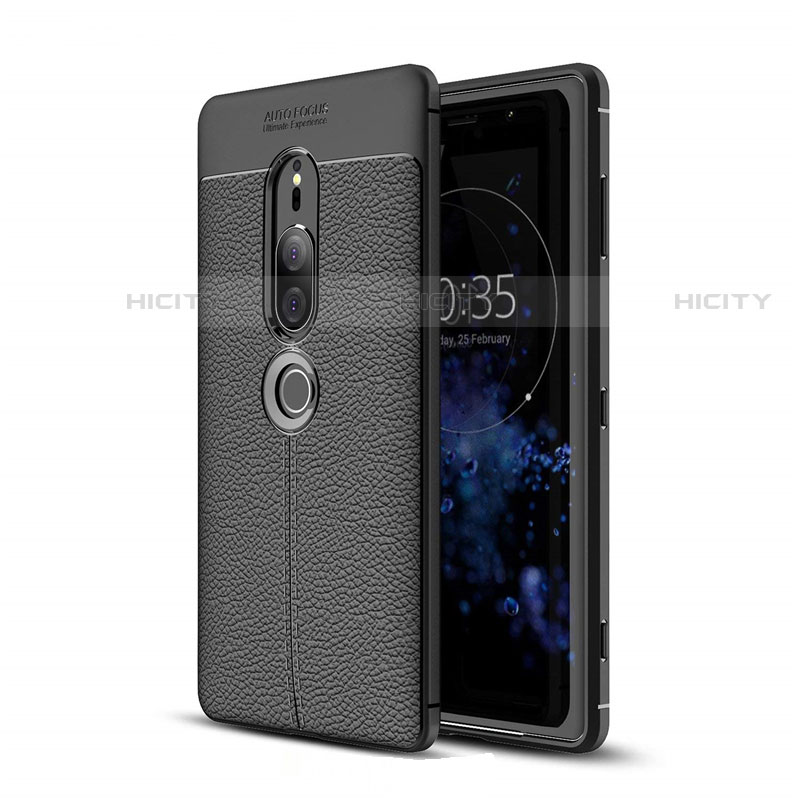 Funda Silicona Goma de Cuero Carcasa para Sony Xperia XZ2 Premium Negro