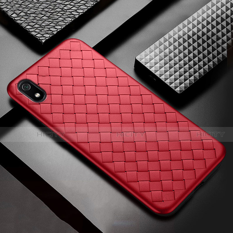 Funda Silicona Goma de Cuero Carcasa para Xiaomi Redmi 7A Rojo