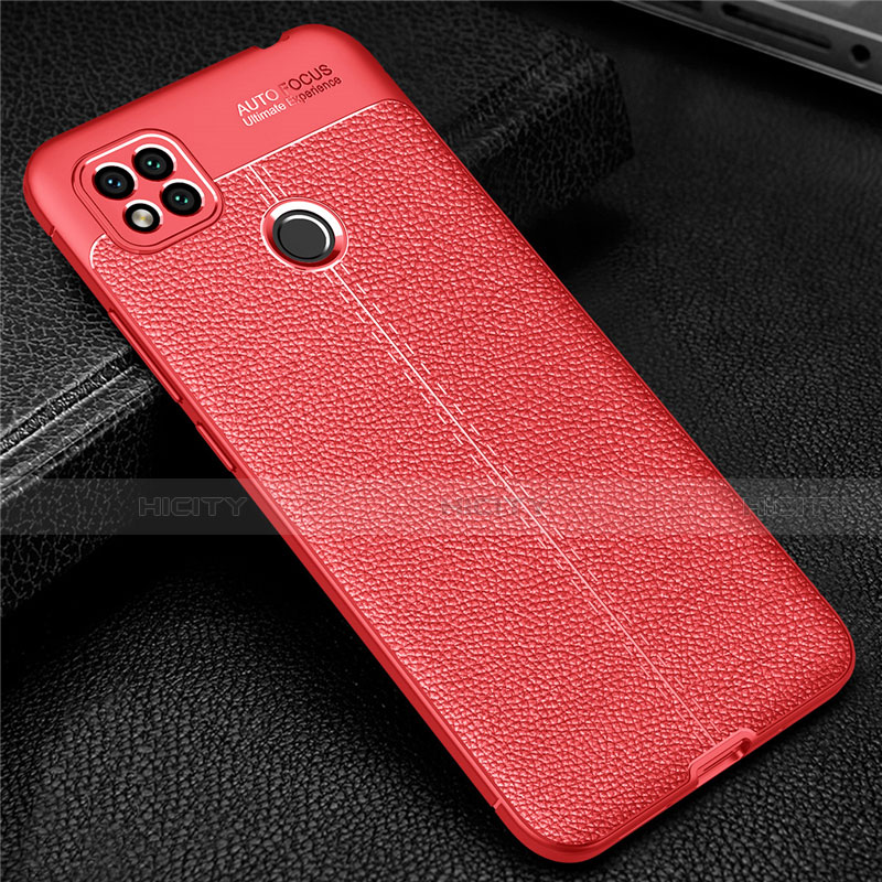 Funda Silicona Goma de Cuero Carcasa para Xiaomi Redmi 9 India Rojo