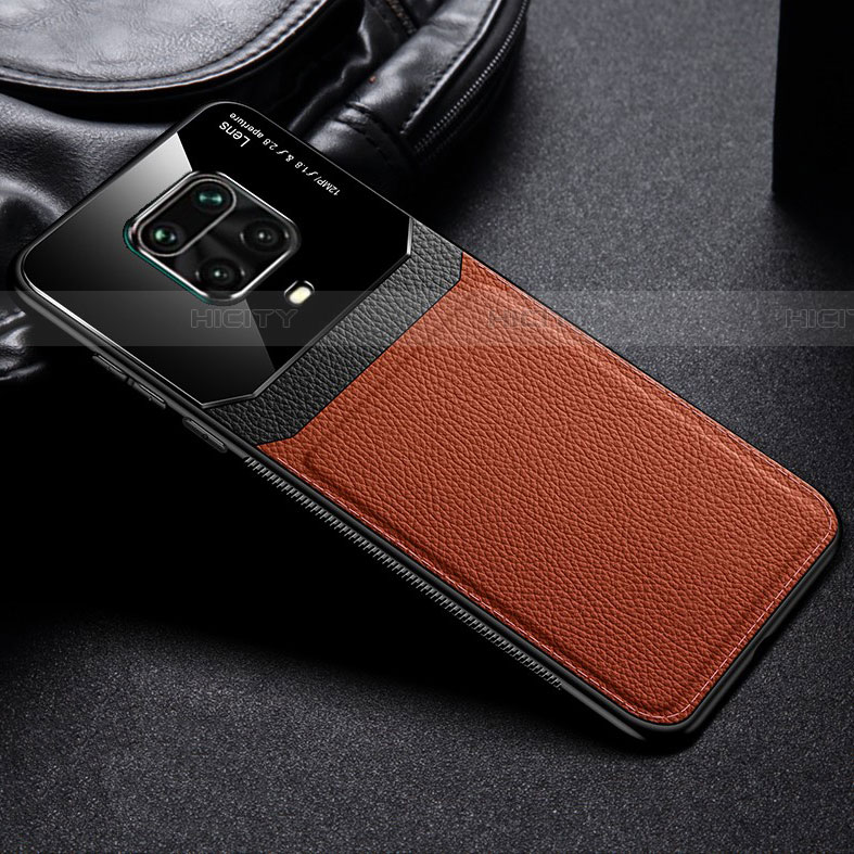 Funda Silicona Goma de Cuero Carcasa para Xiaomi Redmi Note 9S Marron